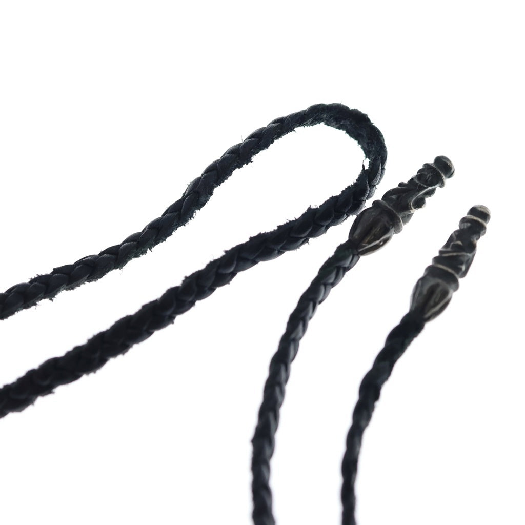 CHROME HEARTS(クロムハーツ) LEATHER BRAID SCROLL ネックレス レザーブレイドネックレス ブラック/シルバー BCA377