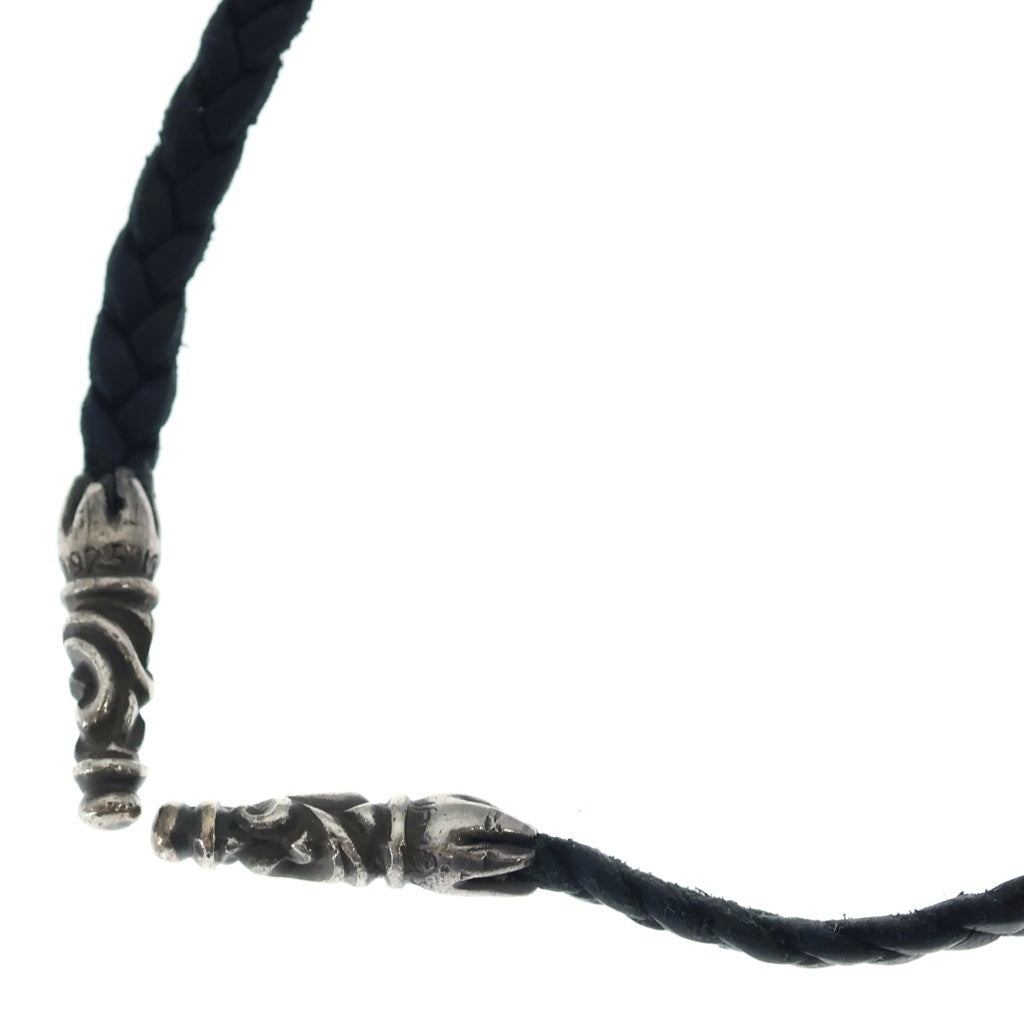 クロムハーツネックレス 編み込みレザー CHROME HEARTS(クロムハーツ) LEATHER BRAID SCROLL ネックレス レザー