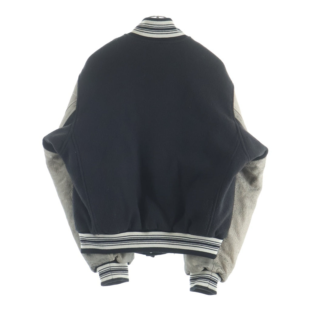 SUGARHILL(シュガーヒル) 22AW GILL LEATHER STADIUM JACKET ギル アームレザー ウール スタジアムジャケット スタジャンブルゾン ブラック/アイボリー 22AWLA03