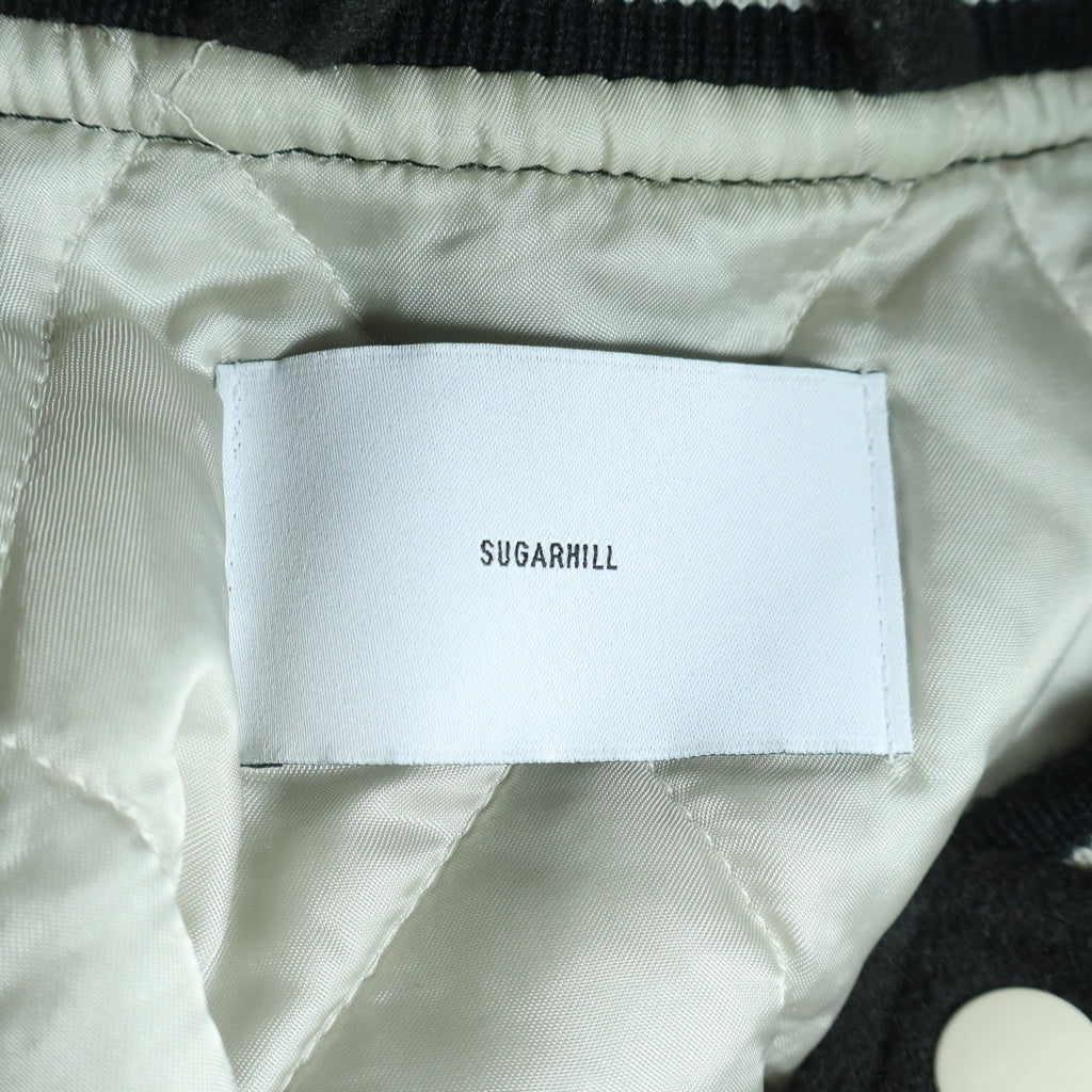 SUGARHILL(シュガーヒル) 22AW GILL LEATHER STADIUM JACKET ギル アームレザー ウール スタジアムジャケット スタジャンブルゾン ブラック/アイボリー 22AWLA03