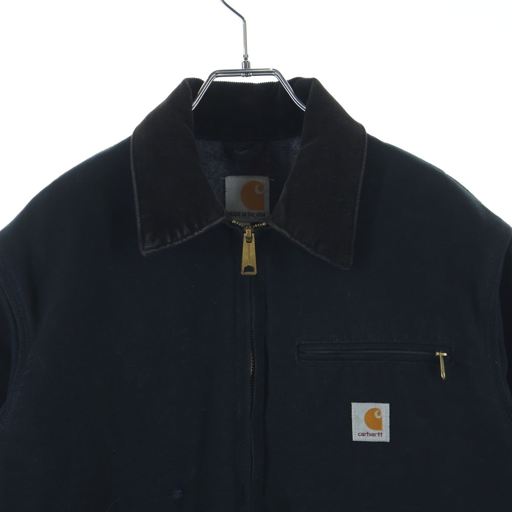 CARHARTT(カーハート) DETROIT JACKET USA製 ロゴデザイン ダック地 裏地ブランケット ワーク デトロイトジャケット ブラック J001-BLK