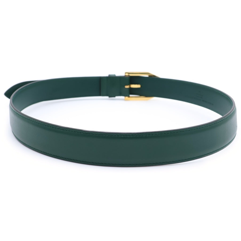 GUCCI(グッチ) ゴールド金具 スクエアバックル レザー ベルト グリーン 625473