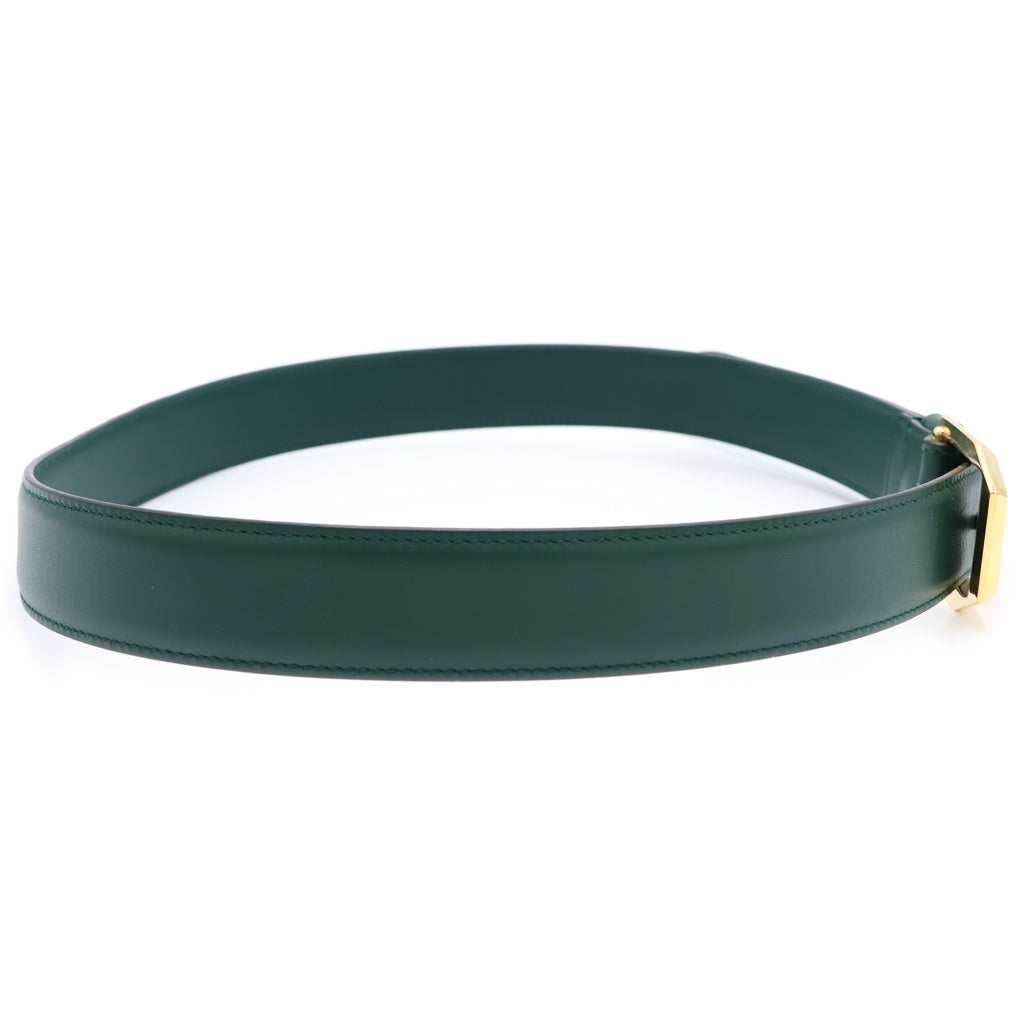 GUCCI(グッチ) ゴールド金具 スクエアバックル レザー ベルト グリーン 625473