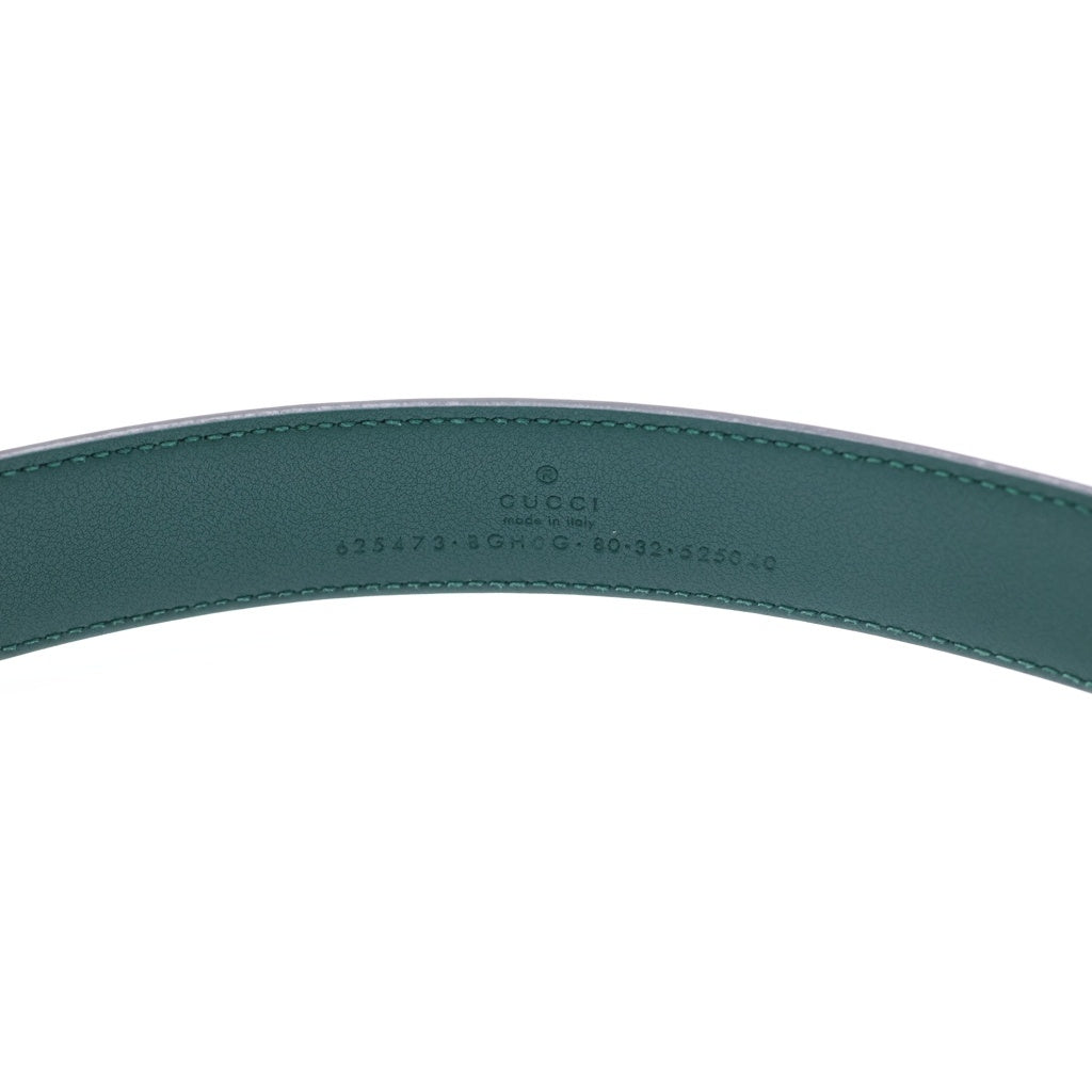 GUCCI(グッチ) ゴールド金具 スクエアバックル レザー ベルト グリーン 625473