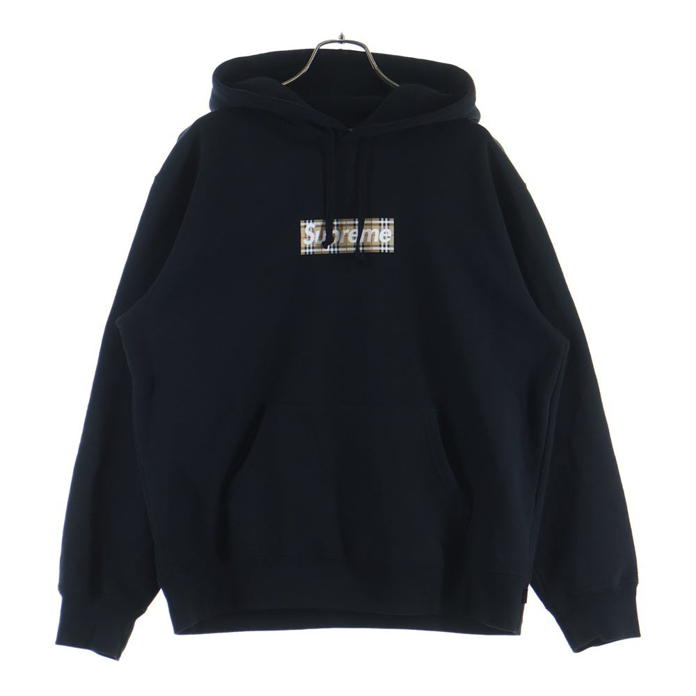 SUPREME(シュプリーム) 22SS ×BURBERRY Box Logo Hooded Sweatshirt バーバリー ボックスロゴ スウェットプルオーバーパーカー フーディー ブラック