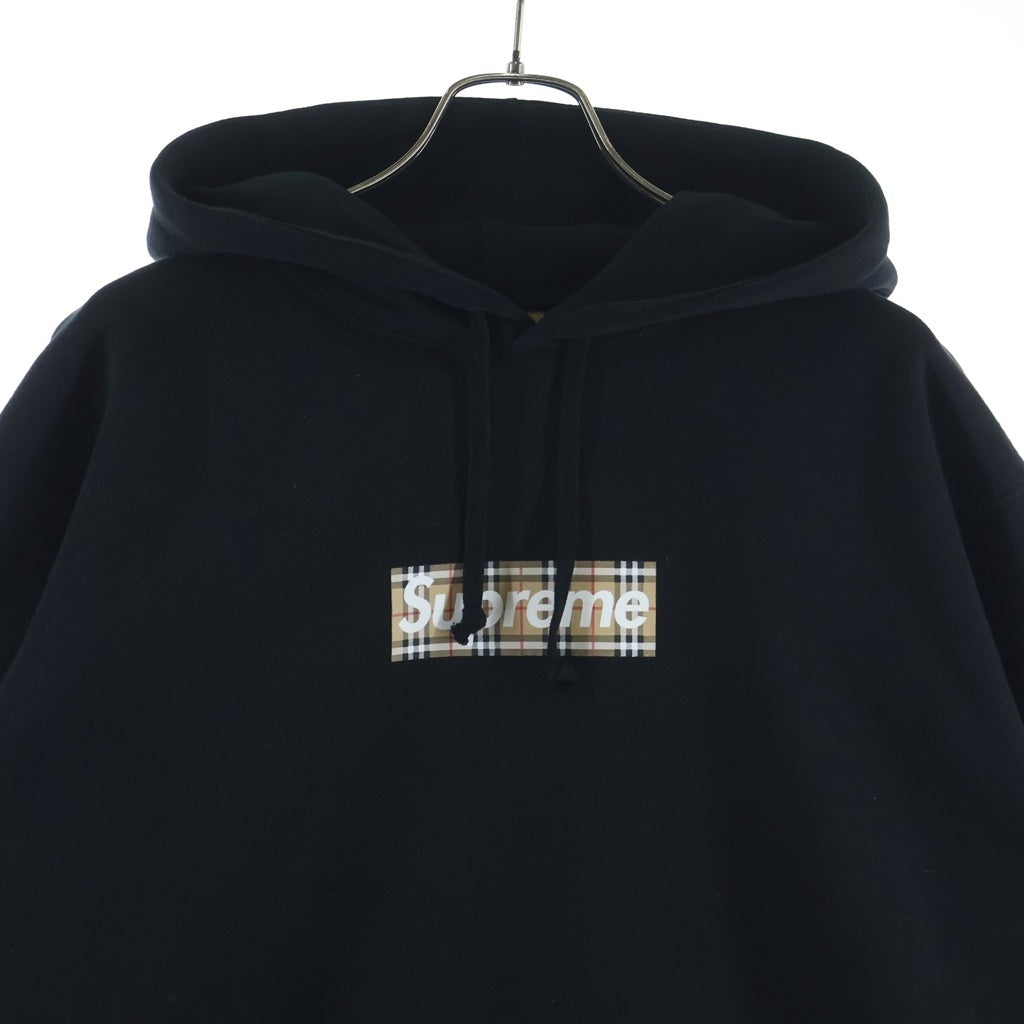 SUPREME(シュプリーム) 22SS ×BURBERRY Box Logo Hooded Sweatshirt バーバリー ボックスロゴ スウェットプルオーバーパーカー フーディー ブラック