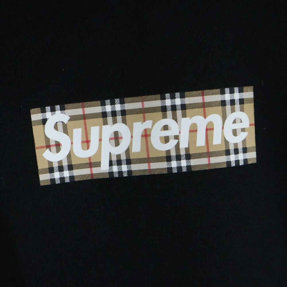 SUPREME(シュプリーム) 22SS ×BURBERRY Box Logo Hooded Sweatshirt バーバリー ボックスロゴ スウェットプルオーバーパーカー フーディー ブラック