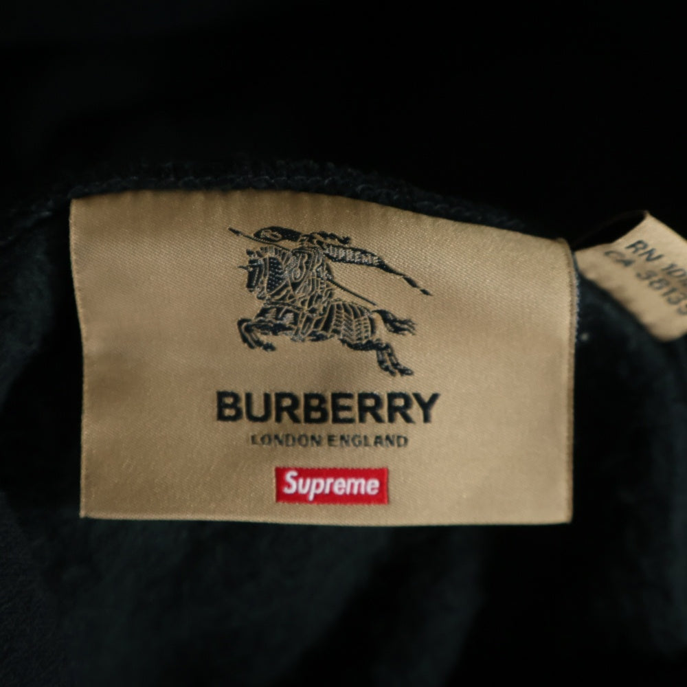 SUPREME(シュプリーム) 22SS ×BURBERRY Box Logo Hooded Sweatshirt バーバリー ボックスロゴ スウェットプルオーバーパーカー フーディー ブラック