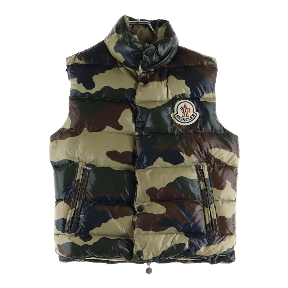 MONCLER(モンクレール) TIBET チベット ロゴワッペン カモ柄 ジップアップ ナイロン ダウン ベスト ジャケット カーキ 43302/50/68931