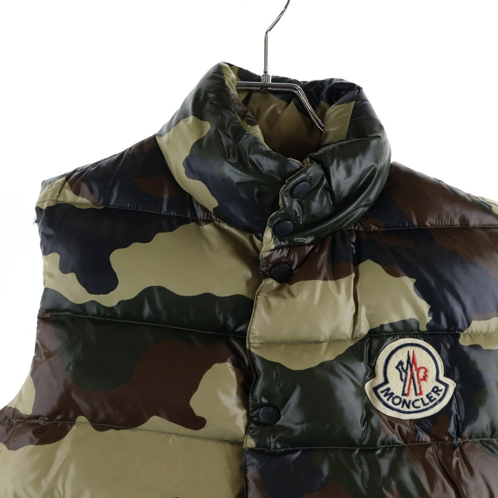 MONCLER(モンクレール) TIBET チベット ロゴワッペン カモ柄 ジップアップ ナイロン ダウン ベスト ジャケット カーキ 43302/50/68931