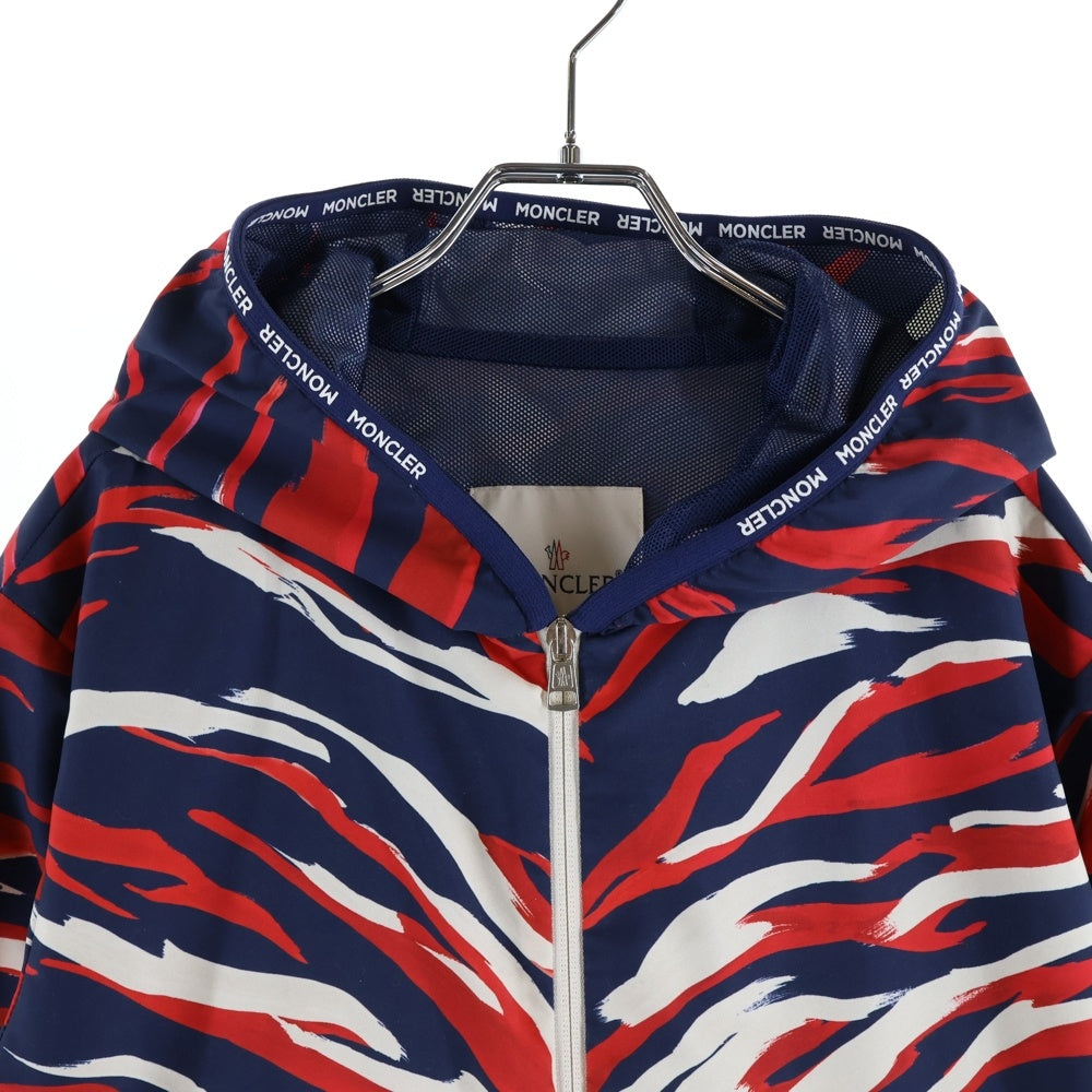 MONCLER(モンクレール) 21SS CHARDON シャルドン ロゴワッペン ジップアップ ナイロン フーデッド ジャケット ネイビー/レッド G10911A74900