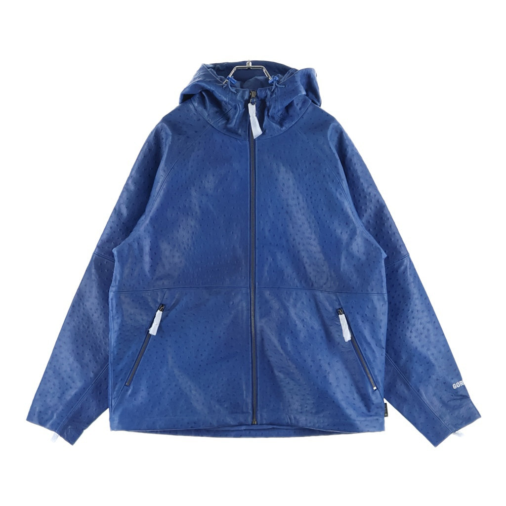 SUPREME(シュプリーム) 26SS GORE-TEX Ostrich Embossed Leather Jacket ゴアテックス エンボス加工 シープスキン フーデッドジップアップジャケット ブルー