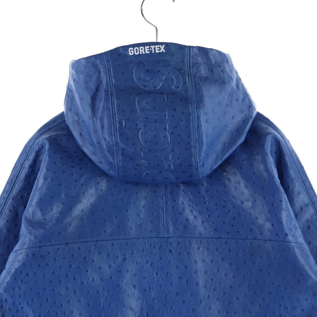 SUPREME(シュプリーム) 26SS GORE-TEX Ostrich Embossed Leather Jacket ゴアテックス エンボス加工 シープスキン フーデッドジップアップジャケット ブルー