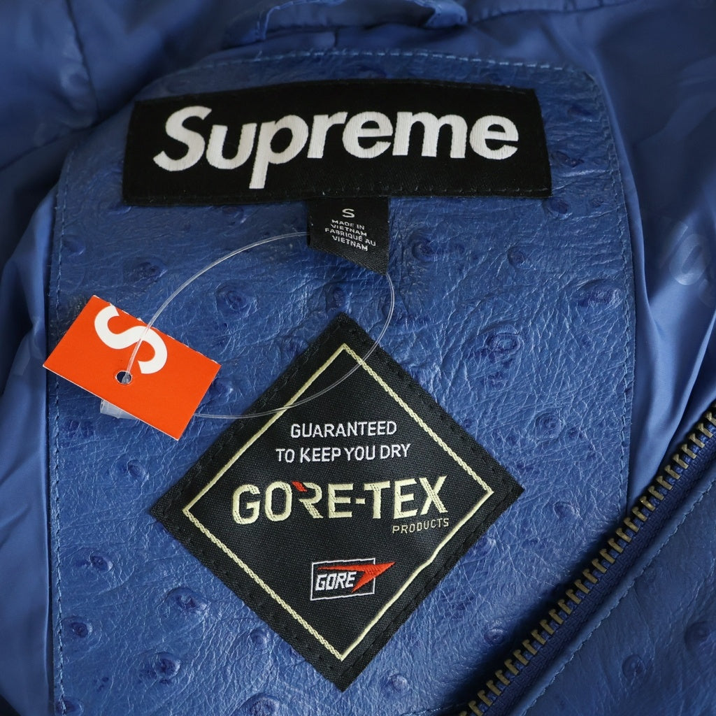 SUPREME(シュプリーム) 26SS GORE-TEX Ostrich Embossed Leather Jacket ゴアテックス エンボス加工 シープスキン フーデッドジップアップジャケット ブルー