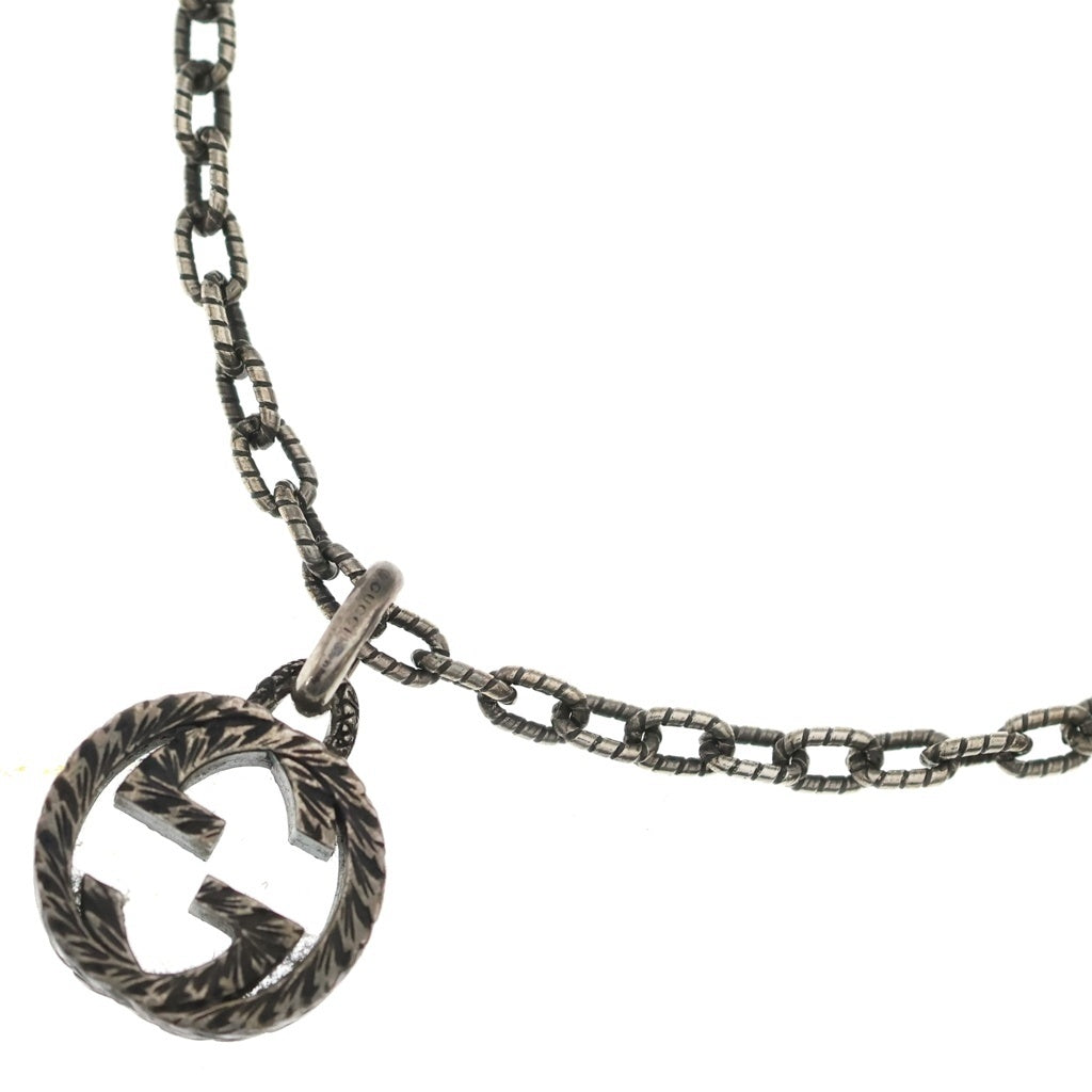 GUCCI(グッチ) インターロッキングG リーフデザイン チェーンネックレス シルバー レディース