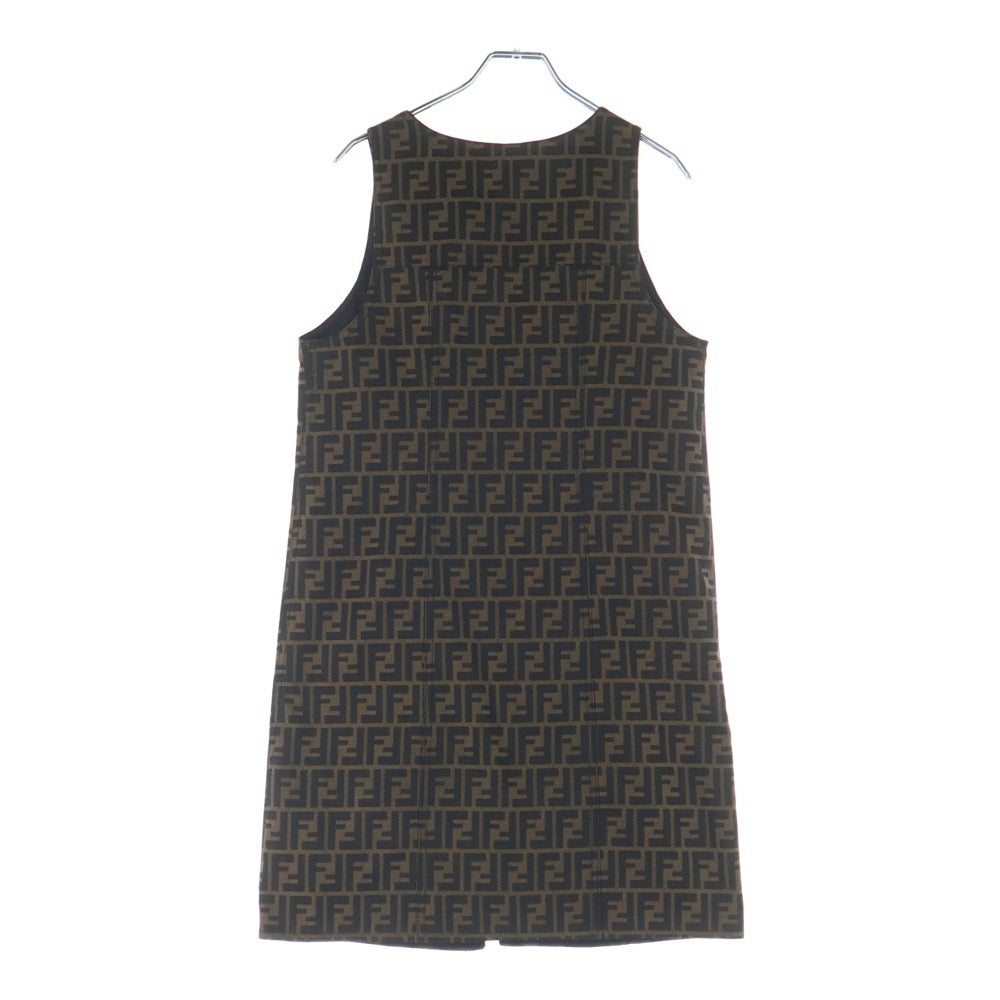 FENDI(フェンディ) ズッカ柄 リバーシブル ジップアップワンピース レディース ブラウン/ベージュ
