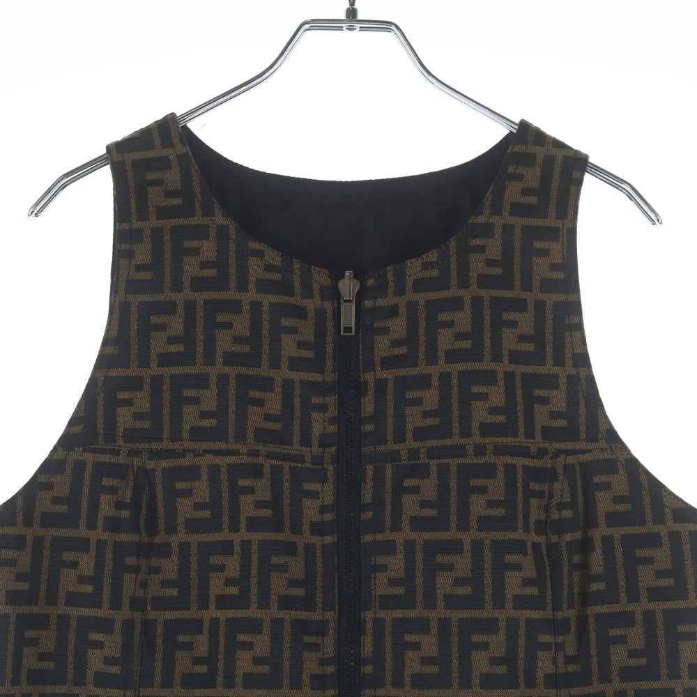 FENDI(フェンディ) ズッカ柄 リバーシブル ジップアップワンピース レディース ブラウン/ベージュ
