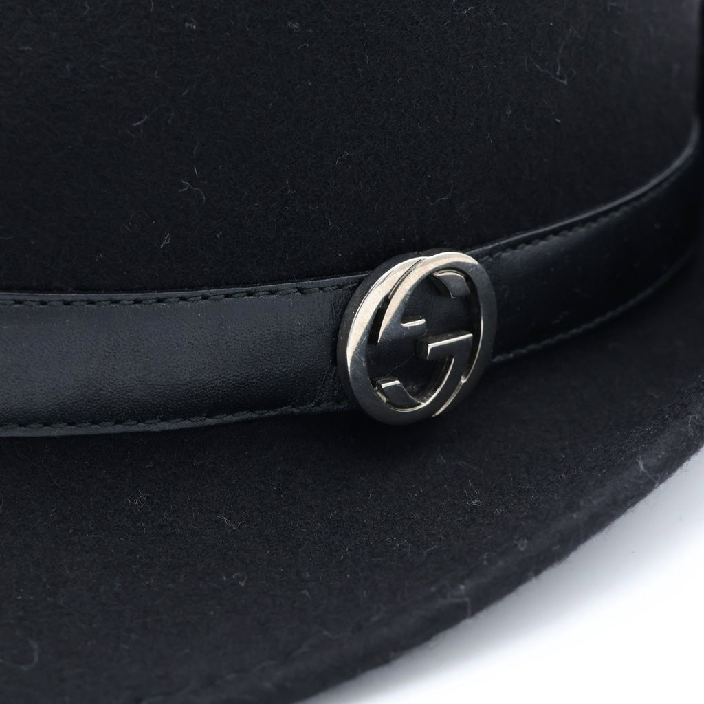 GUCCI(グッチ) インターロッキングG ウール 中折れハット 帽子 ブラック 323166