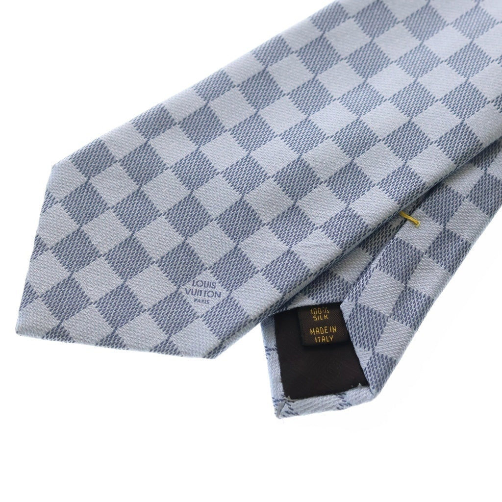 LOUIS VUITTON(ルイヴィトン) ダミエ ロゴ刻印 シルクネクタイ ブルー