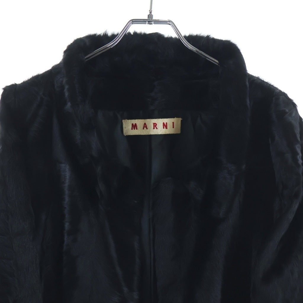 MARNI(マルニ) ラムファー イタリア製 ショットコート ジャケット レディース ブラック