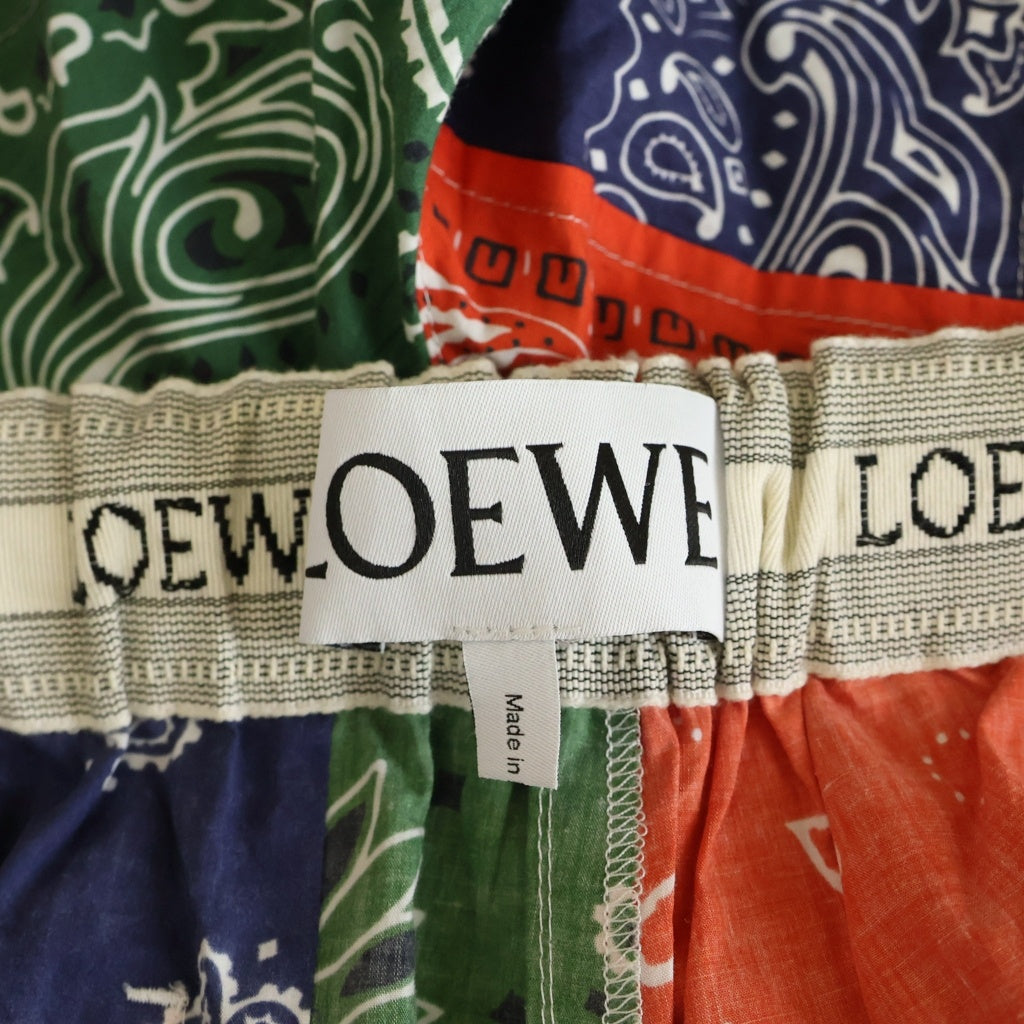 LOEWE(ロエベ) BANDANA PATCHWORK SHORTS バンダナパッチワーク ドローストリング ショーツ ハーフパンツ マルチカラー H2192610PO