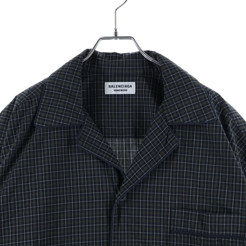 BALENCIAGA(バレンシアガ) 21SS Mirco Tartan Oversized Shirt マイクロタータンチェック オーバーサイズ 長袖シャツ ネイビー/グリーン 659014 TKM34