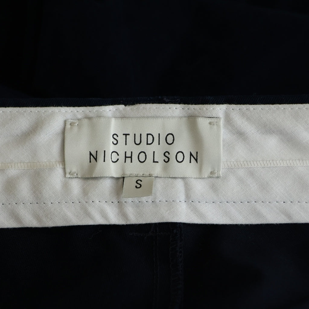STUDIO NICHOLSON(スタジオニコルソン) SORTE PEACHED COTTON TWILL PANTS ソルテ ピーチド コットンツイル ジップアップ ワイドパンツ ダークネイビー 51-10-799001