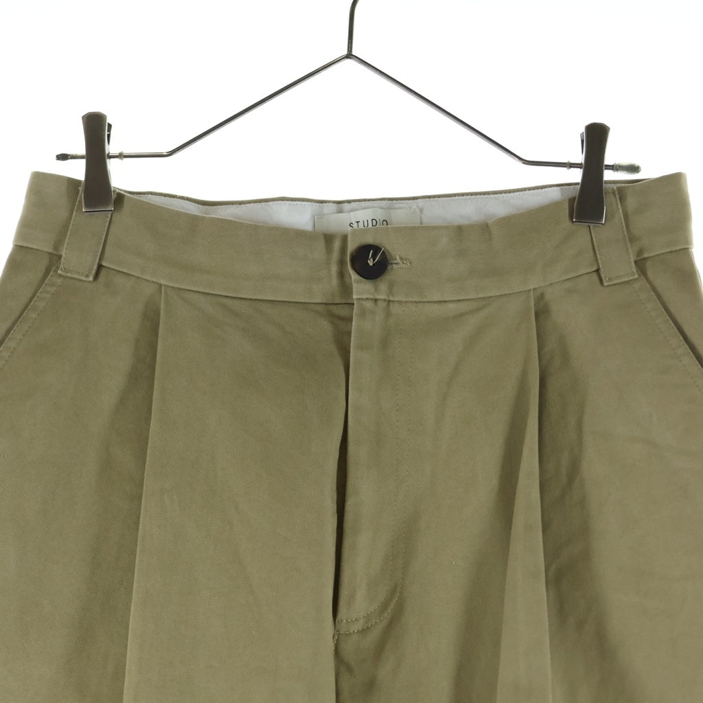 STUDIO NICHOLSON(スタジオニコルソン) SORTE SNM-1248 PEACHED COTTON TWILL TAN ソルテ ピーチド コットンツイル タン ジップアップ ワイドパンツ ベージュ 51-10-751047