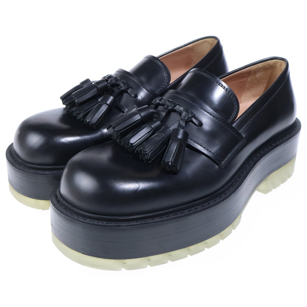 BOTTEGA VENETA(ボッテガヴェネタ) Leather Tassel Loafers レザー チャンキーソール タッセルローファー ブラック 632511 VBS30