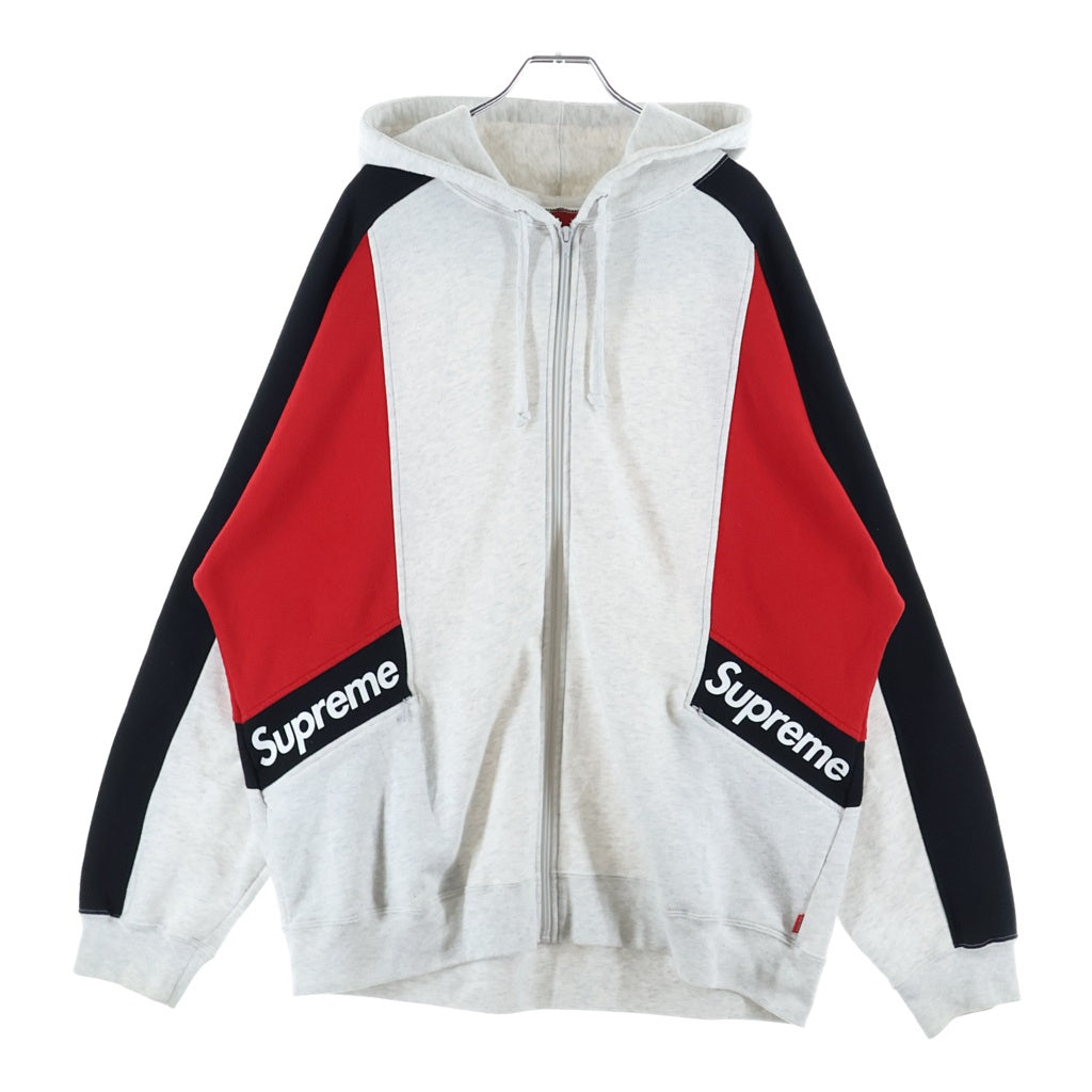 SUPREME(シュプリーム) 20SS Color Blocked Zip Up Hoodie カラー ブロック サイドロゴ スウェットジップアップパーカー ホワイト/レッド