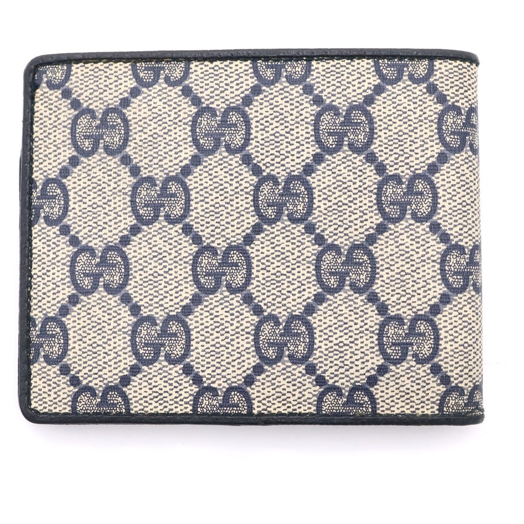 GUCCI(グッチ) GGスプリーム ロゴ刻印 コンパクトウォレット 財布 ベージュ/ネイビー 01 03 408