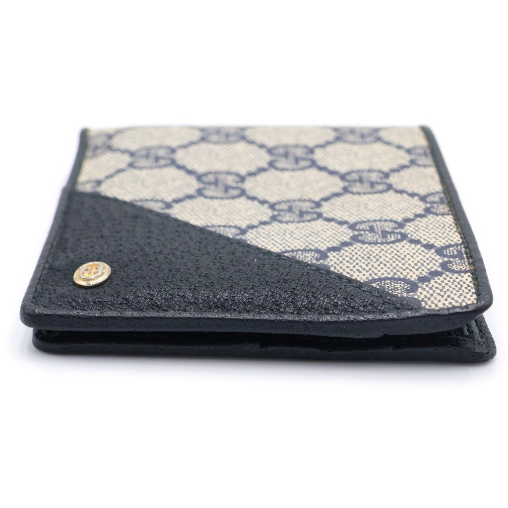 GUCCI(グッチ) GGスプリーム ロゴ刻印 コンパクトウォレット 財布 ベージュ/ネイビー 01 03 408