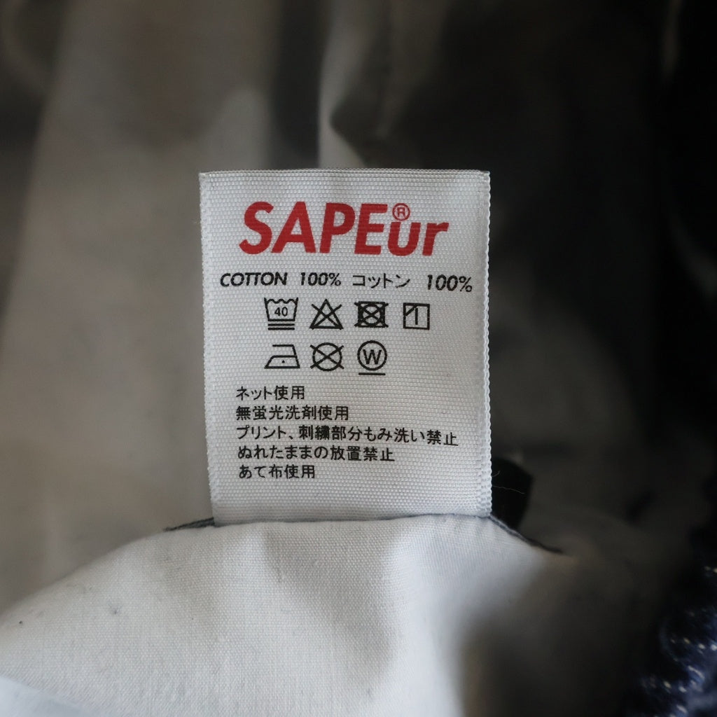 SAPEur(サプール) 切り替えデザイン ドローストリング トラックデニムパンツ インディゴ