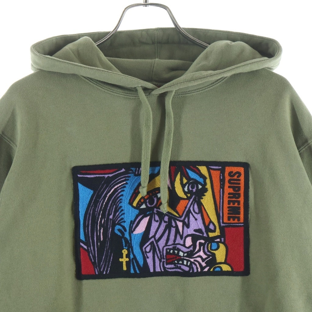 SUPREME(シュプリーム) 18AW Chainstitch Hooded Sweatshirt チェーンステッチ 泣く女 フーデッドスウェット プルオーバーパーカー カーキ