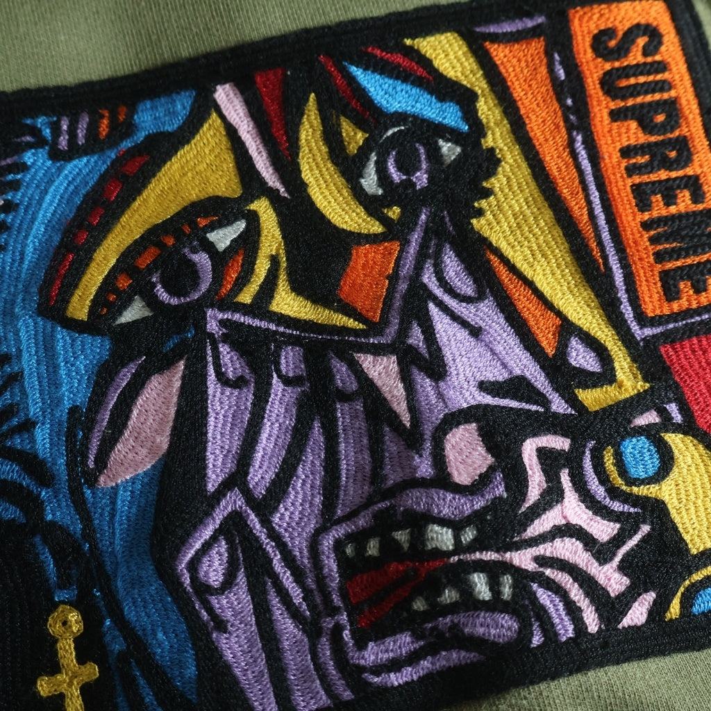 SUPREME(シュプリーム) 18AW Chainstitch Hooded Sweatshirt チェーンステッチ 泣く女 フーデッドスウェット プルオーバーパーカー カーキ