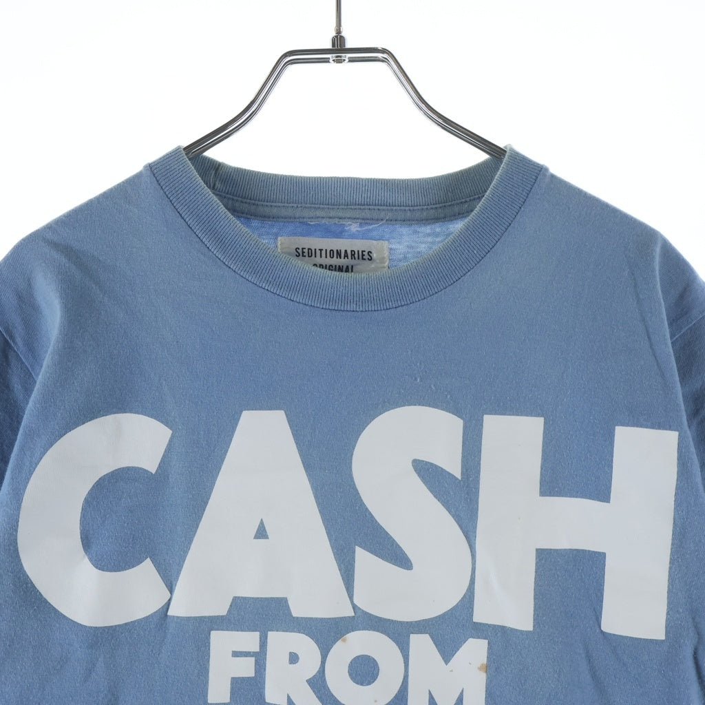 VINTAGE(ヴィンテージ) 90S SEDITIONARIES ORIGINAL EXCLUSIVE COLLECTION CASH FROM CHAOS セディショナリーズ 復刻 3段プリント クルーネック 半袖パンクTシャツ カットソー ブルー