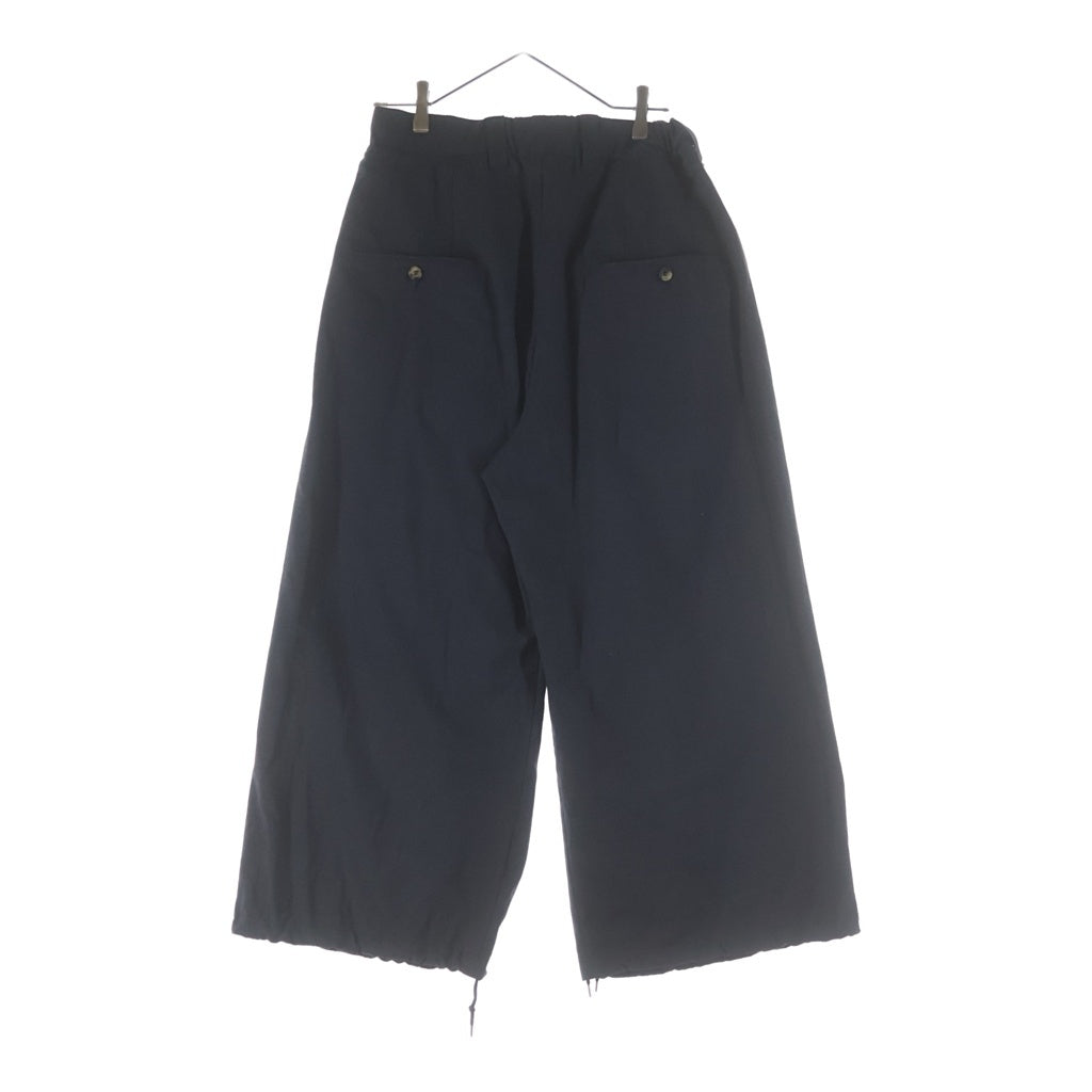 NO BRAND(ノーブランド) SILLAGE (シアージ) ウール 裾ドローコード ワイドスラックスパンツ グレー