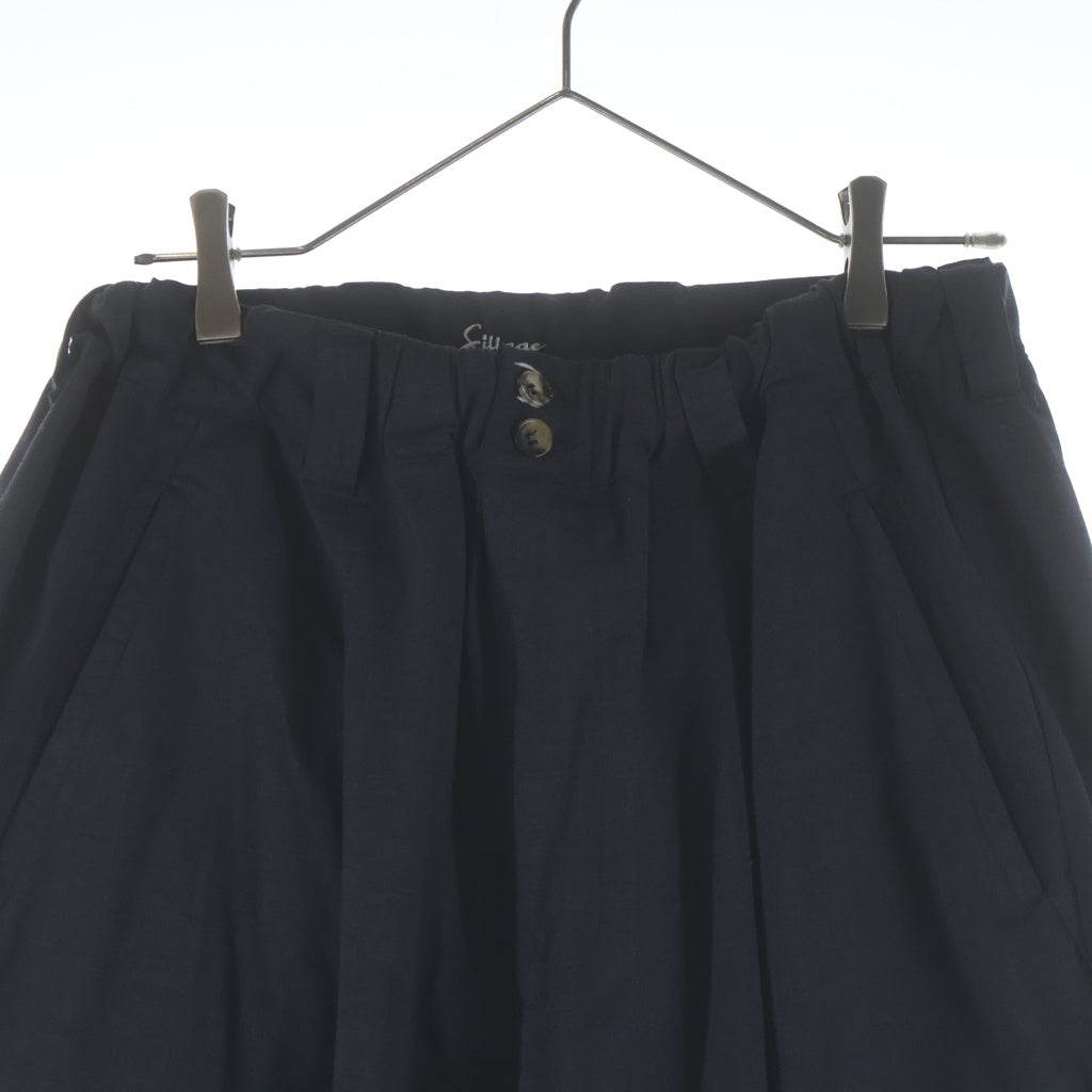 NO BRAND(ノーブランド) SILLAGE (シアージ) ウール 裾ドローコード ワイドスラックスパンツ グレー