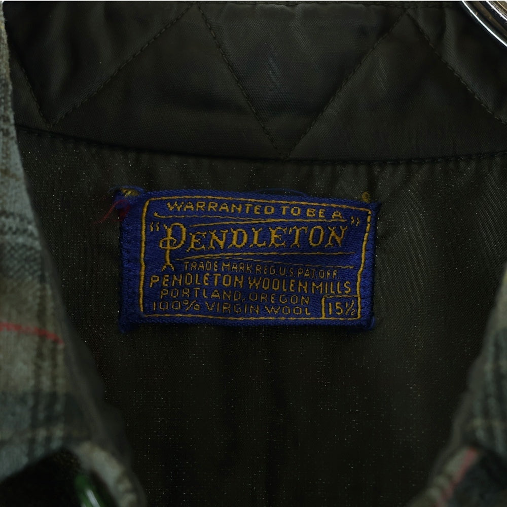 PENDLETON(ペンドルトン) 50S VINTAGE ヴィンテージ ウール タータンチェック 長袖フランネルシャツ カーキ