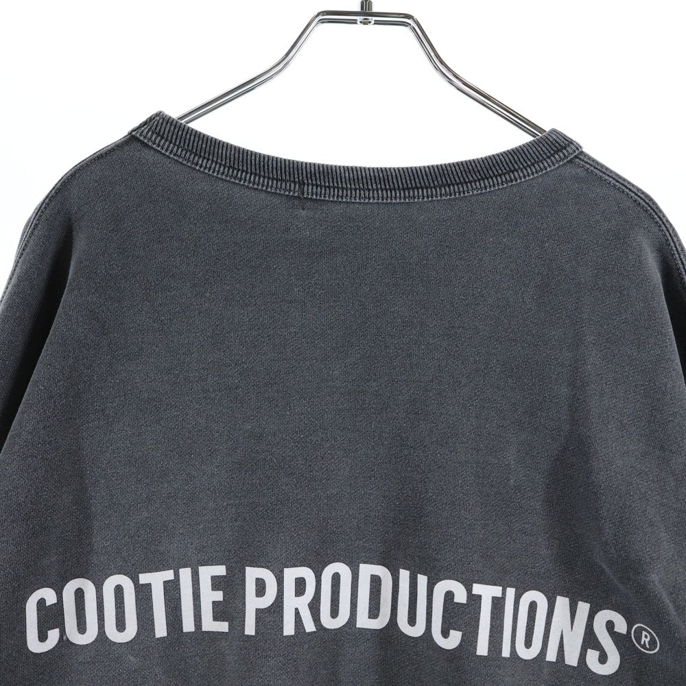 COOTIE PRODUCTIONS(クーティー プロダクションズ) PIGMENT DYED OPEN END YARN SWEAT CREW ピグメントダイ オープンエンドヤーン コットン ロゴプリント クルーネックスウェットシャツ グレー