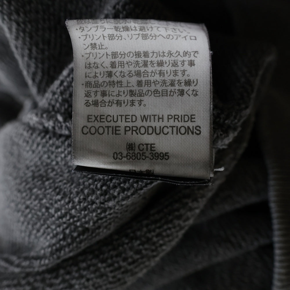COOTIE PRODUCTIONS(クーティー プロダクションズ) PIGMENT DYED OPEN END YARN SWEAT CREW ピグメントダイ オープンエンドヤーン コットン ロゴプリント クルーネックスウェットシャツ グレー