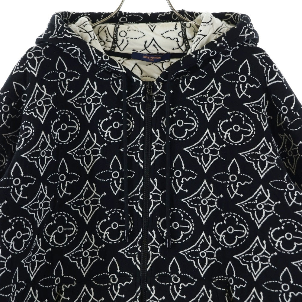 LOUIS VUITTON(ルイヴィトン) 21AW ×NBA Strategic Flowers Quilted Hoodie フラワーキルテッド ジップアップパーカー フーディ ブラック RM212M DM0 HLY12W