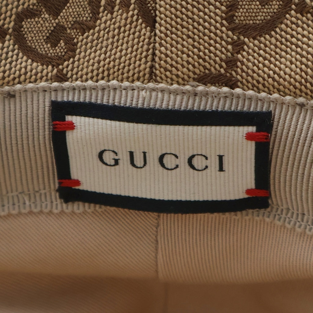 GUCCI(グッチ) GGキャンバス レザーベルト フェドラ バケットハット 帽子 ブラウン 576587 レディース