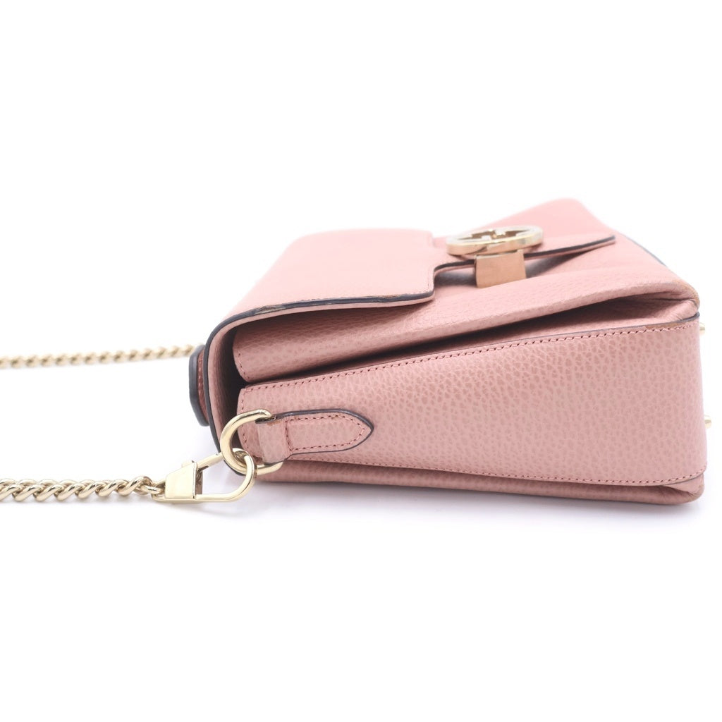 GUCCI(グッチ) インターロッキングG カーフレザー 2WAY ショルダーハンドバッグ ピンク 510302 レディース