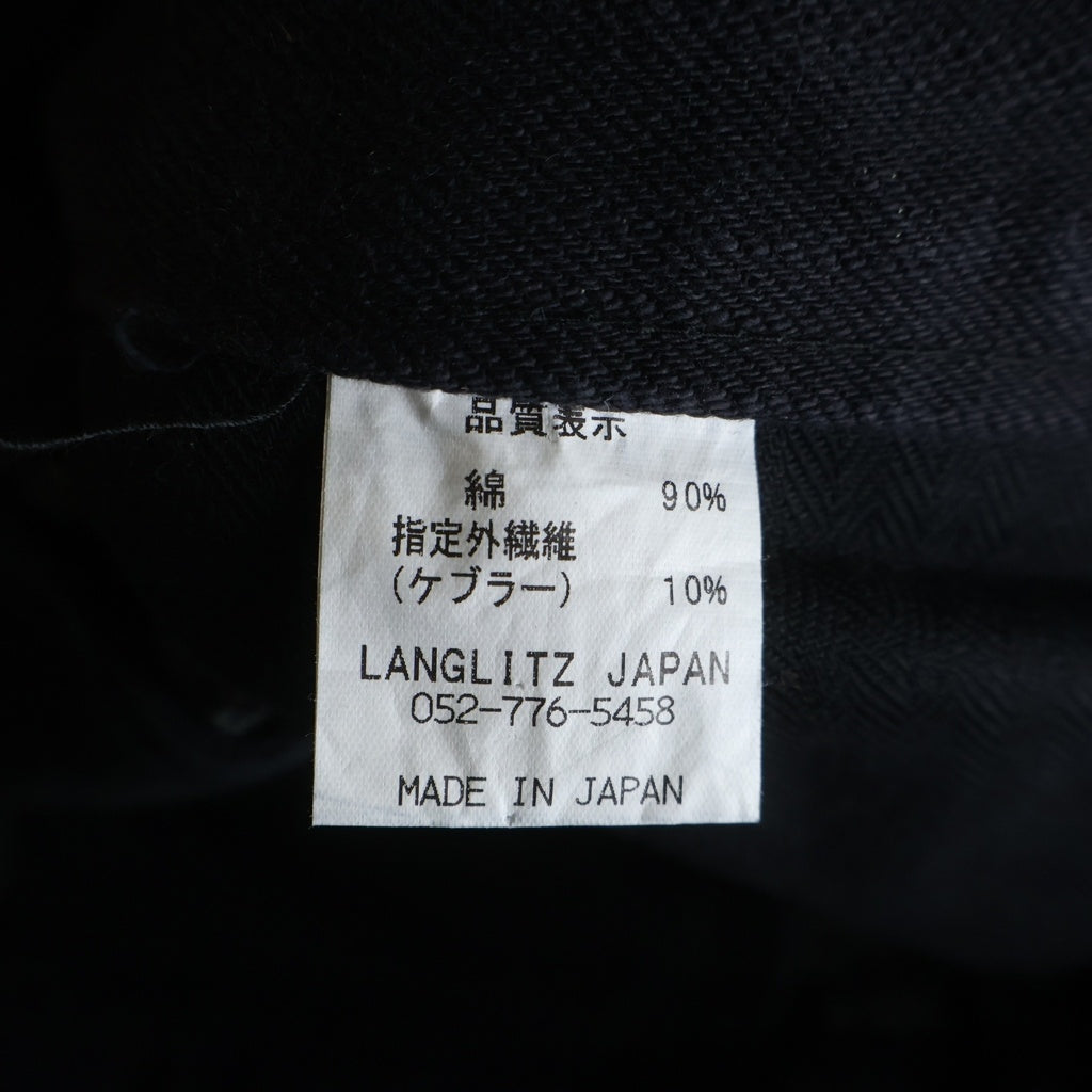 Langlitz Leathers(ラングリッツレザーズ) 日本製 ヘビーゲージコットン ジップフライ デニム ケブラーパンツ ブラック