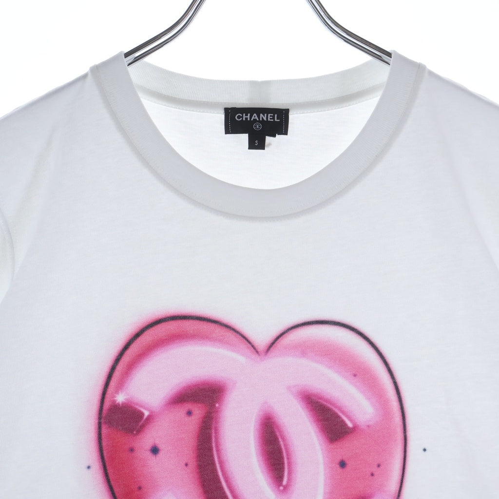 CHANEL(シャネル) ハートココマークフロントプリント 半袖Tシャツ カットソー レディース ホワイト P74383K10851