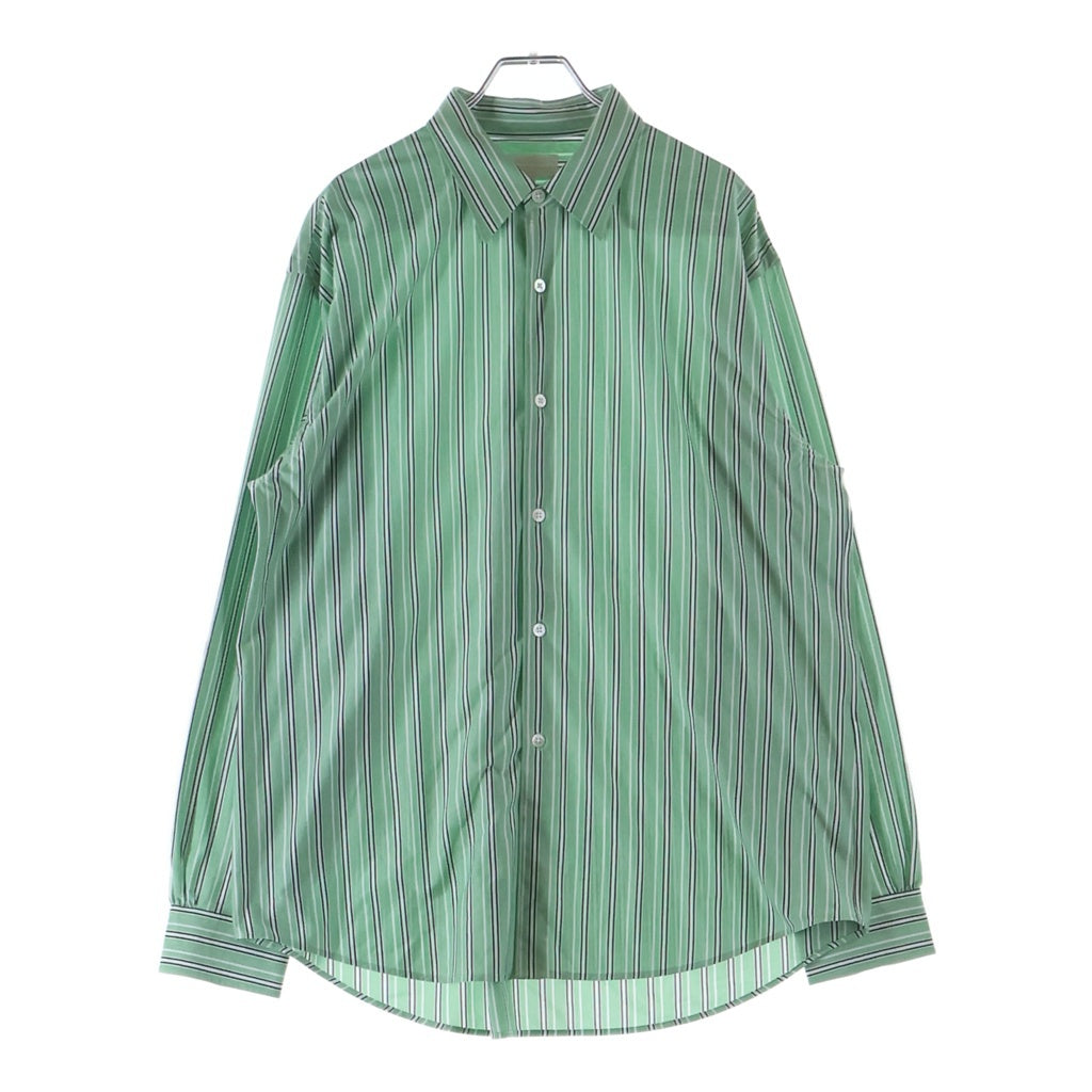 KANEMASA(カネマサ) 25SS ストライプ ロングスリーブ ポリコットンシャツ グリーン KM25S-024GR