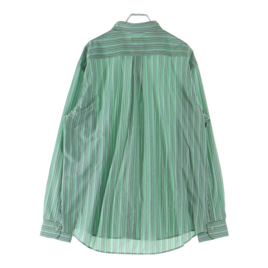 KANEMASA(カネマサ) 25SS ストライプ ロングスリーブ ポリコットンシャツ グリーン KM25S-024GR