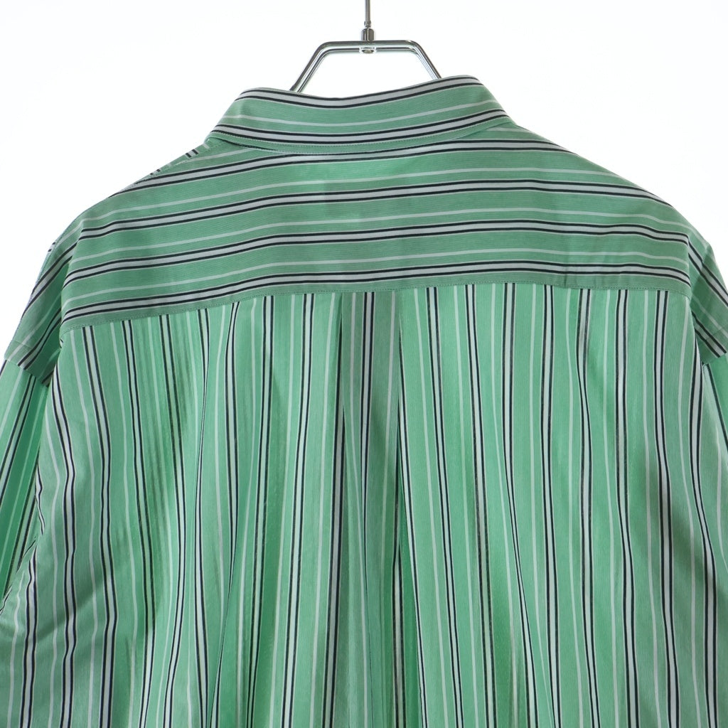 KANEMASA(カネマサ) 25SS ストライプ ロングスリーブ ポリコットンシャツ グリーン KM25S-024GR
