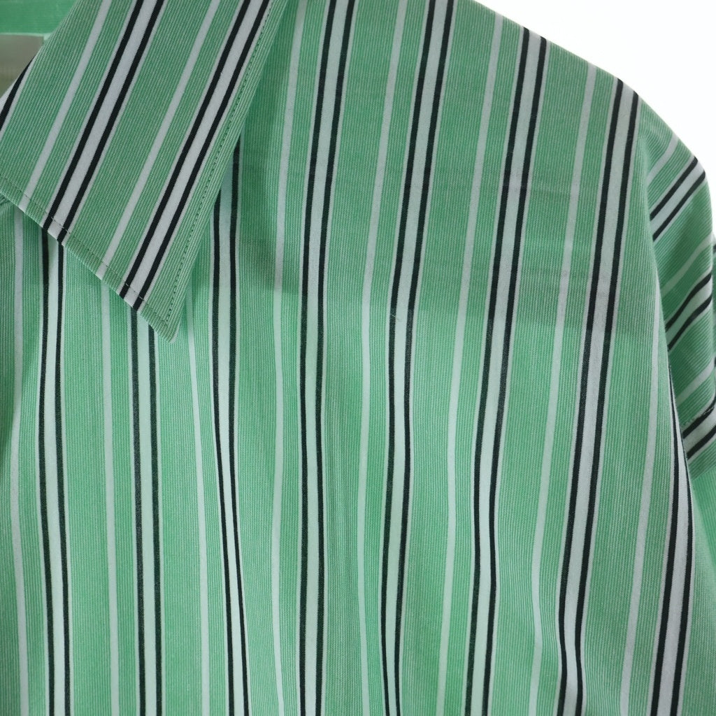KANEMASA(カネマサ) 25SS ストライプ ロングスリーブ ポリコットンシャツ グリーン KM25S-024GR